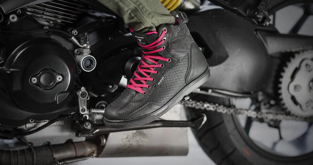 SHIMA Rebel Lady, Motorradschuhe Urban Damen Motorradstiefel Stadt Sneakers Fluo Schwarz Schwarz 36