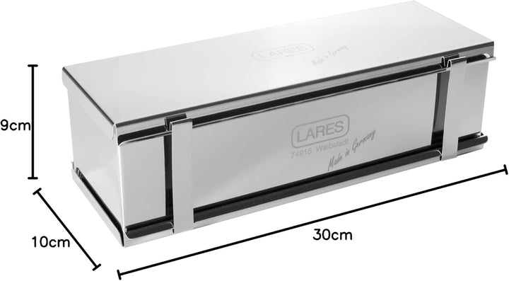 Lares Toastbrotform Edelstahl mit Teiler 30x10x9 cm – Für Toast, Vollkornbrot, Früchtebrot, Kuchen –