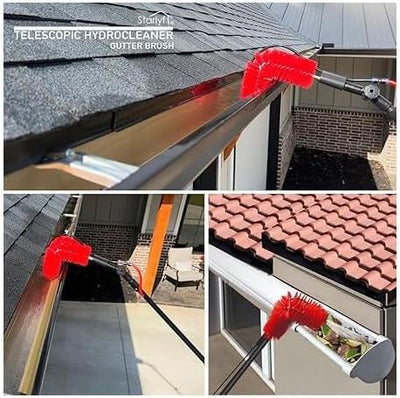 STARLYF Teleskop-Reinigungsbürste (Dachrinnenreinigungsset), wasserbetrieben, Dachrinnen-Reinigungsb