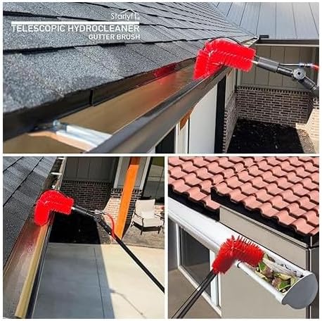 STARLYF Teleskop-Reinigungsbürste (Dachrinnenreinigungsset), wasserbetrieben, Dachrinnen-Reinigungsb
