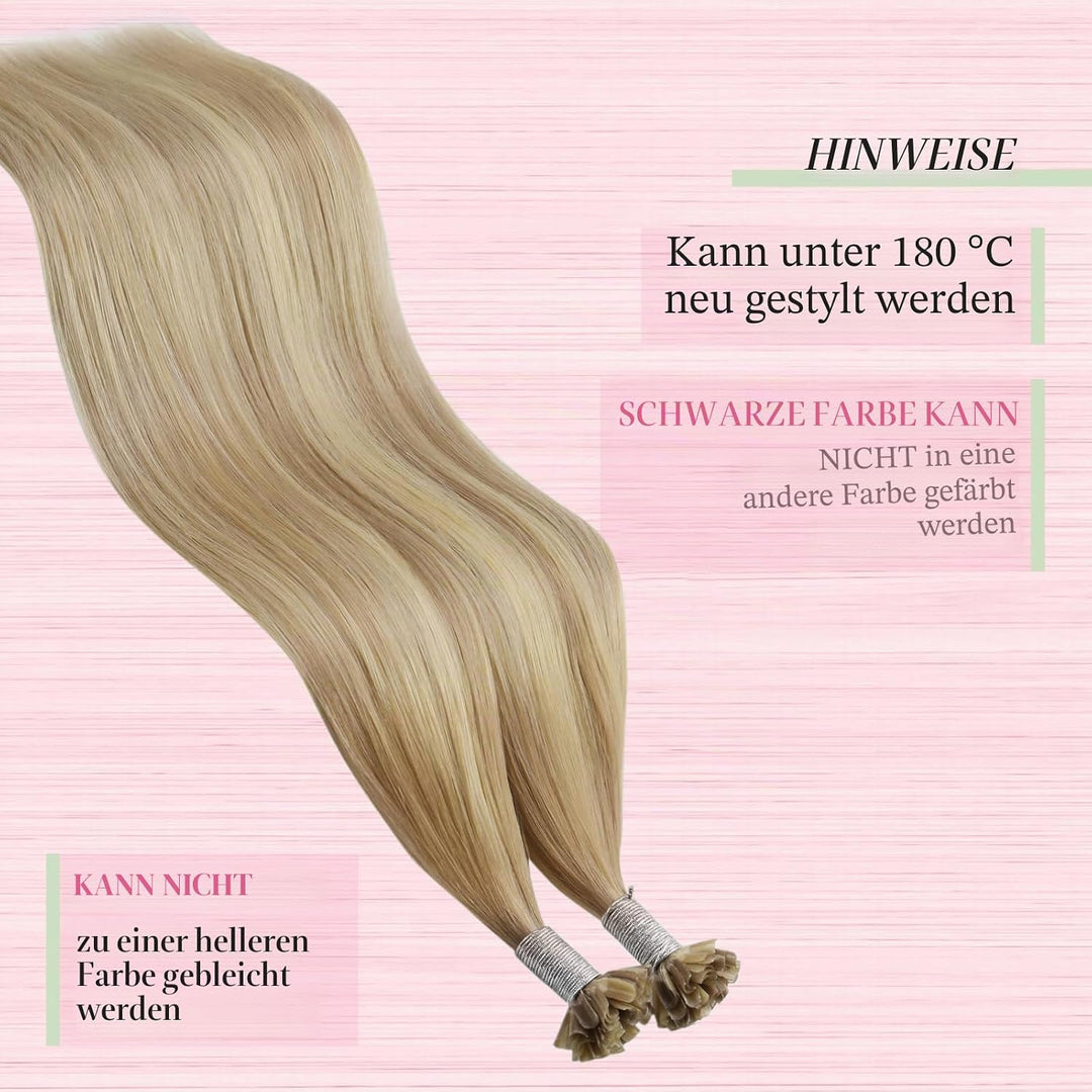 YoungSee Extensions Echthaar Bondings Blond 40cm Echthaar Extensions Bondings Keratin Bonding Extens