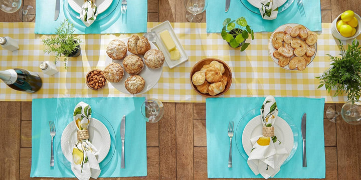 DII Basic Everyday Gerippte Tischplatte, 100% Baumwolle, Tischset, 33 x 48 cm, Aqua, 6-teilig, Aqua