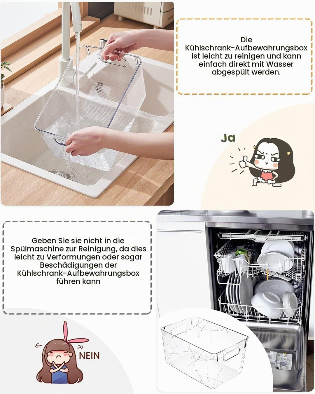 JOSPL Kühlschrank Organizer 10er Set,Durchsichtig Stapelbare Aufbewahrungsbox Organizer Set kleine K