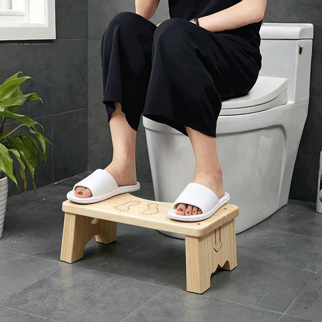 Toilettenhocker aus Holz für Erwachsene, Rutschfester Fussbank, Ergonomischer WC Hocker für Badezimm