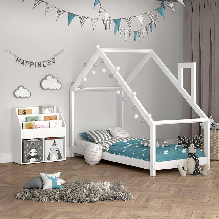 Vicco Kinderregal Luigi, Weiss, 72 x 79 cm mit 2 Faltboxen Opt.5, zur Aufbewahrung von Büchern und S