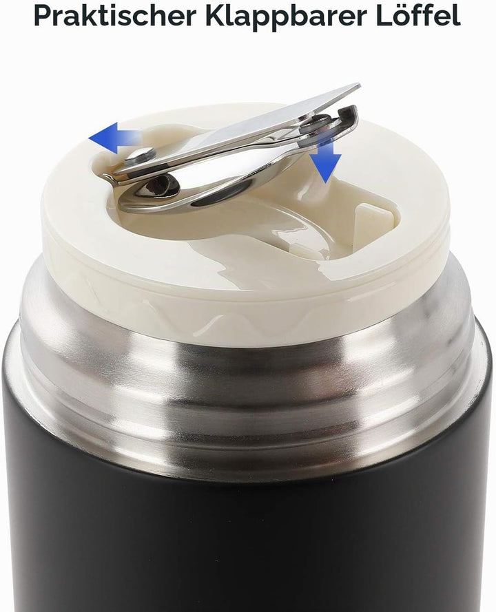 Thermobehälter für Essen 450ml, 710ml Thermobecher Essen Edelstahl Warmhaltebehälter mit Löffel Esse