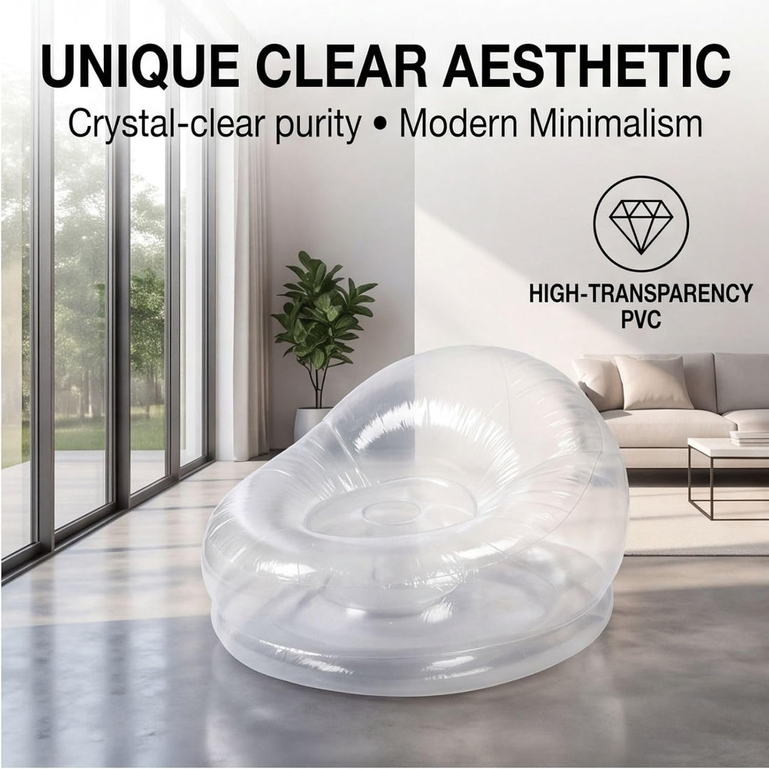 Sxhlseller Transparenter Aufblasbarer Sessel, Klarer Luftsofa Sitzsack für Innen &amp; Aussen, Ergonomis