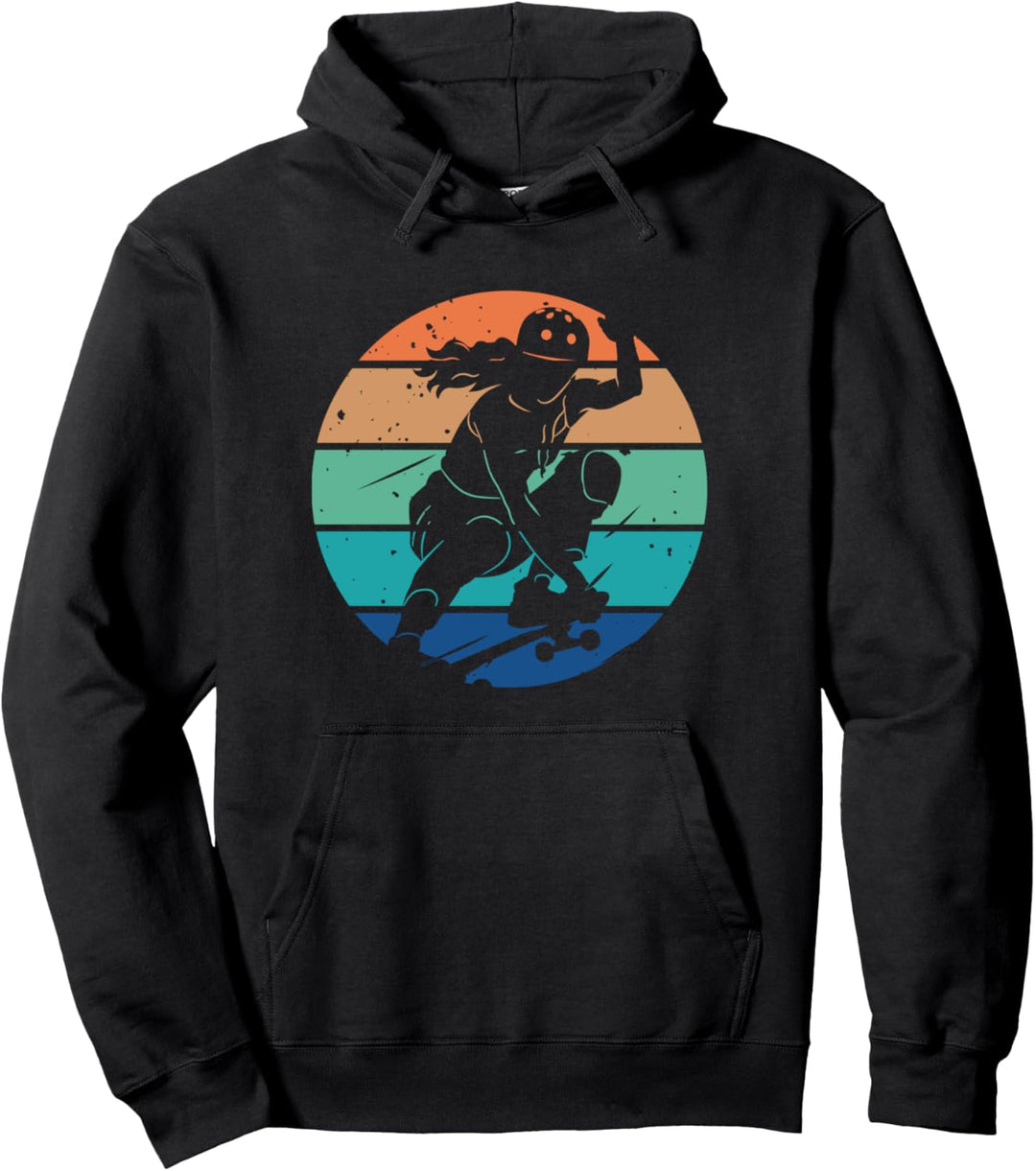 Retro Vintage Skateboard Mädchen Frau Pullover Hoodie