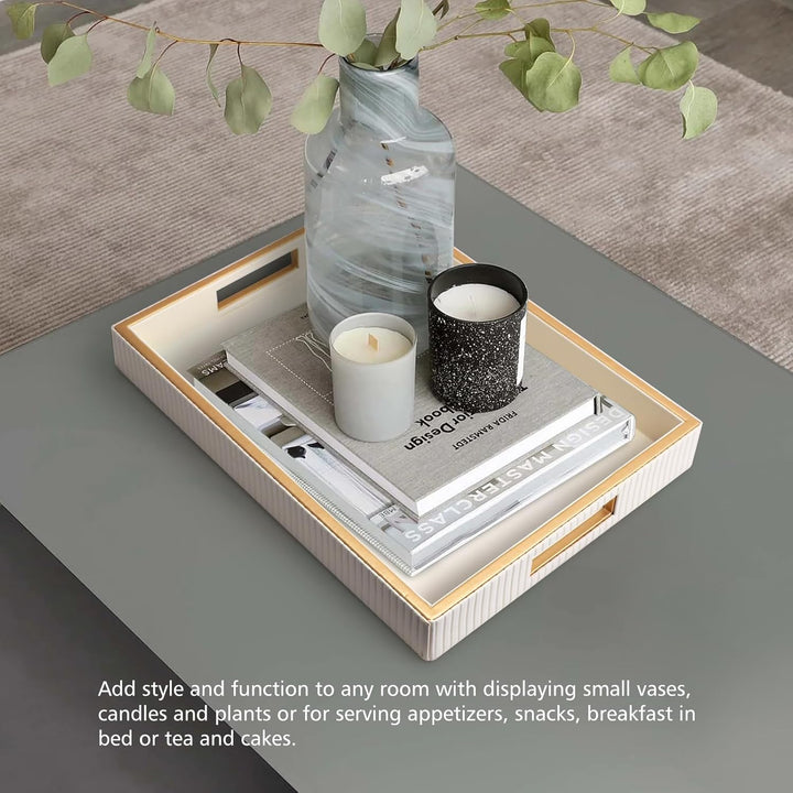 SANZIE Ledertablett, Schreibtisch-Aufbewahrung, Organizer, Premium-Serviertablett, dekoratives Table