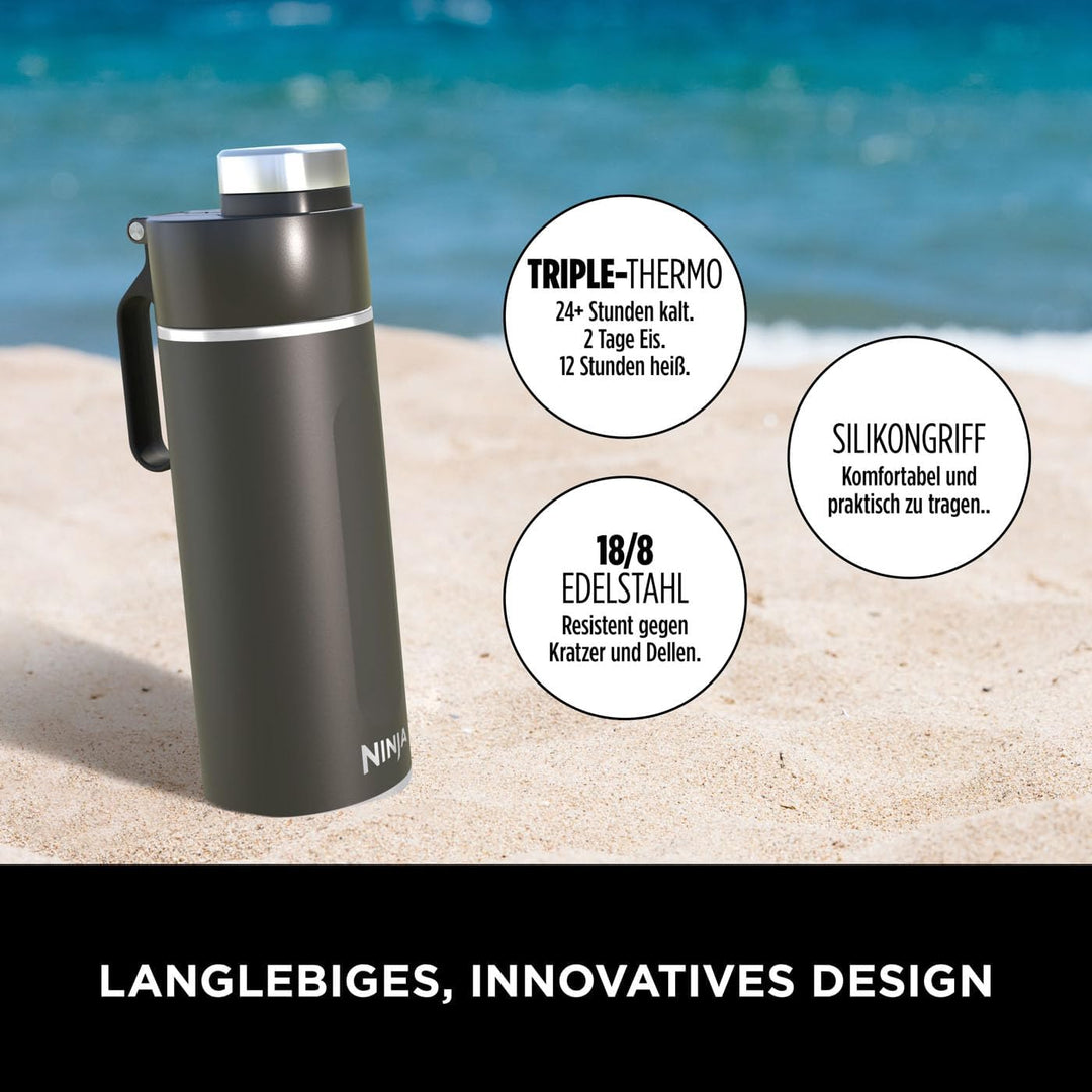 Ninja Thirsti Wasserflasche/Thermobecher to go, 530ml, auslaufsicherer Deckel, für kohlensäurehaltig