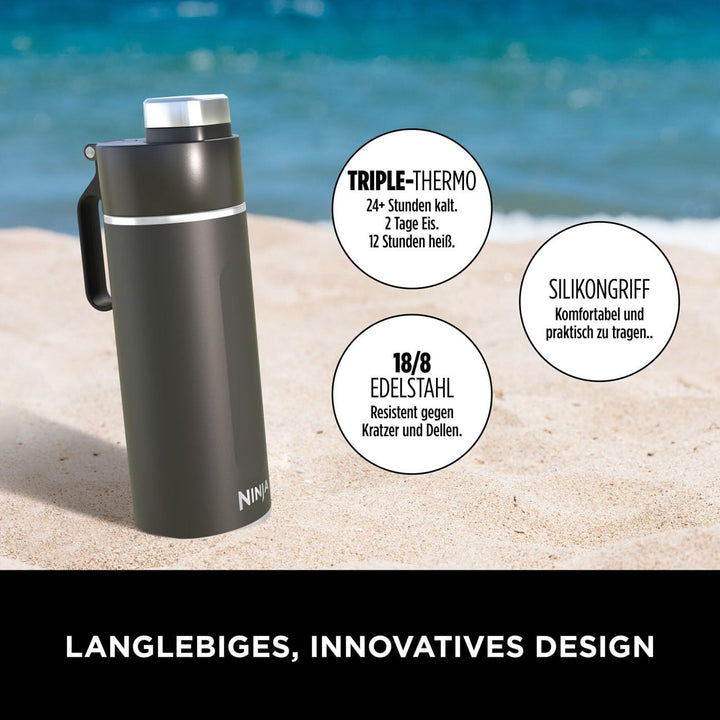Ninja Thirsti Wasserflasche/Thermobecher to go, 530ml, auslaufsicherer Deckel, für kohlensäurehaltig
