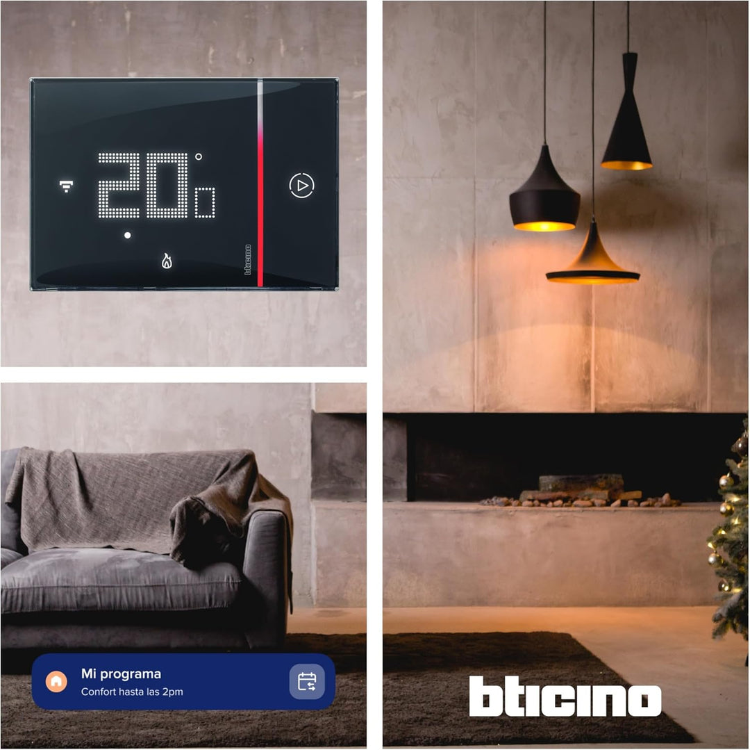 Bticino XG8002E Thermostat mit WiFi, New Smarther2 mit Netatmo, Schwarz, Temperaturregelung für den