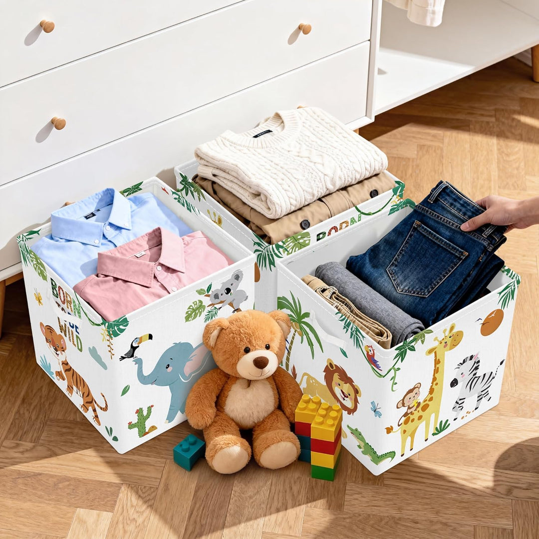 30cm Aufbewahrungsbox 3 Stück Waldtieren Aufbewahrungskorb Kinder Faltbar Koala Aufbewahrungswürfel