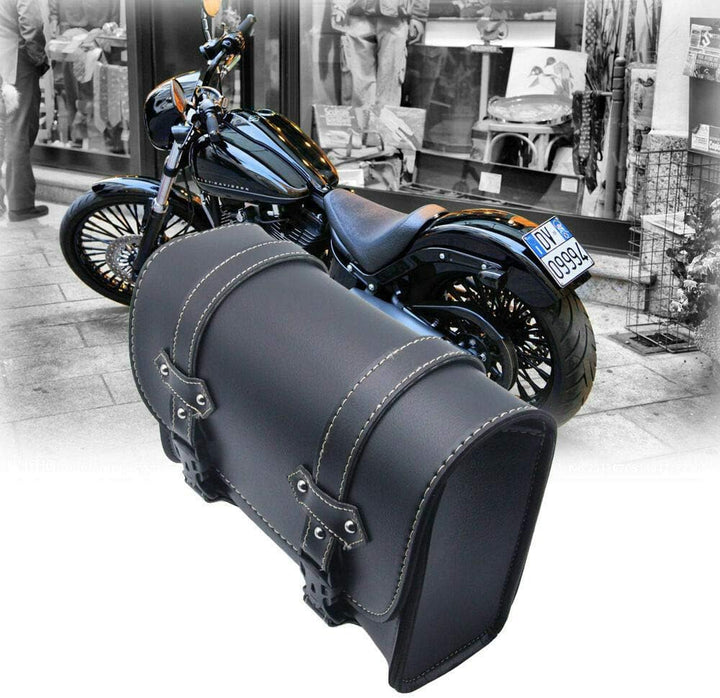 MASO Motorrad-Satteltasche, Universal-Gepäck aus PU-Leder, Aufbewahrungstasche mit 2 Befestigungsgur