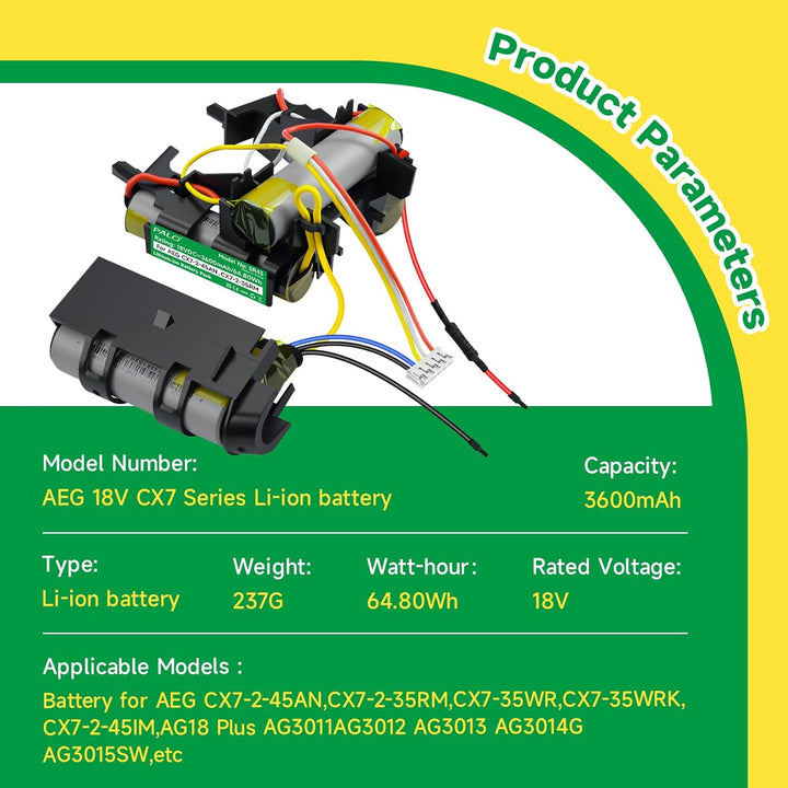 3600mAh Akku für AEG CX7, Kompatibel mit Electrolux AEG 140055192540, CX7-35WR, CX7-2-45AN, CX7-2-45