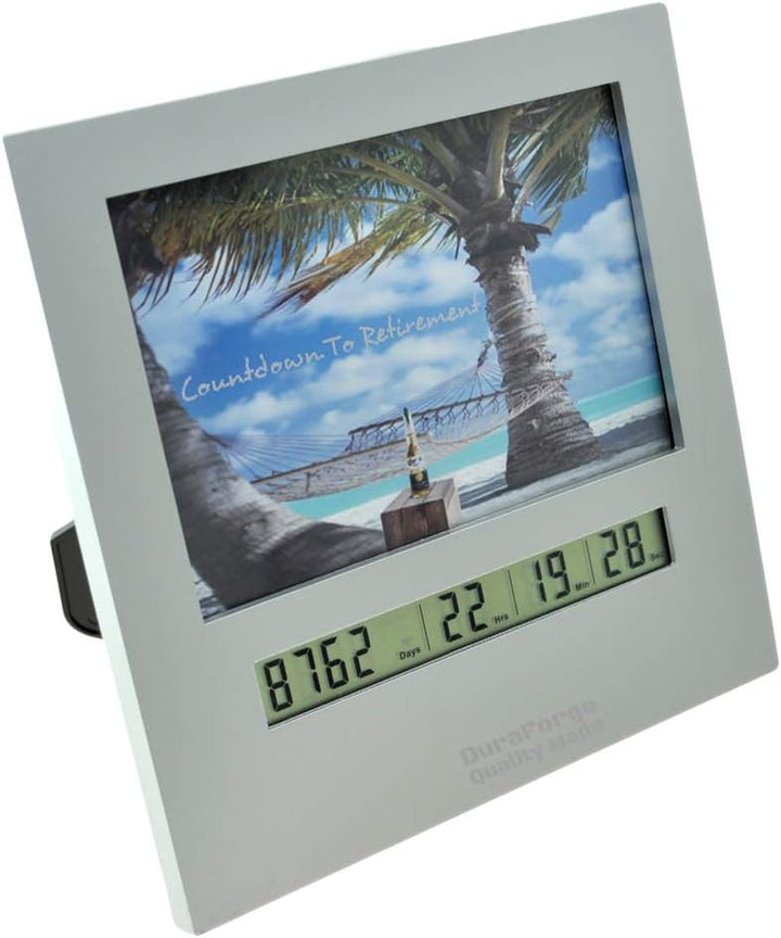 9999 Tage Ruhestand Countdown Uhr mit grossem Display Digital Timer & einem 4x6 Bilderrahmen lustige