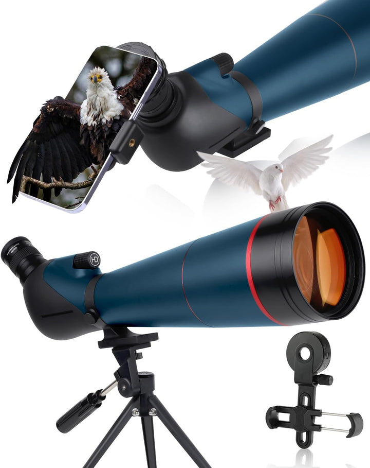 25-75x100 HD Spektiv Sportschützen mit Stativ- und Smartphone-Adapter, Zoom Bak4 Prism FMC Lens 45-G