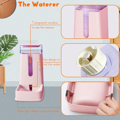 Automatischer Futterspender für Hunde und Wasserspender, Rosa