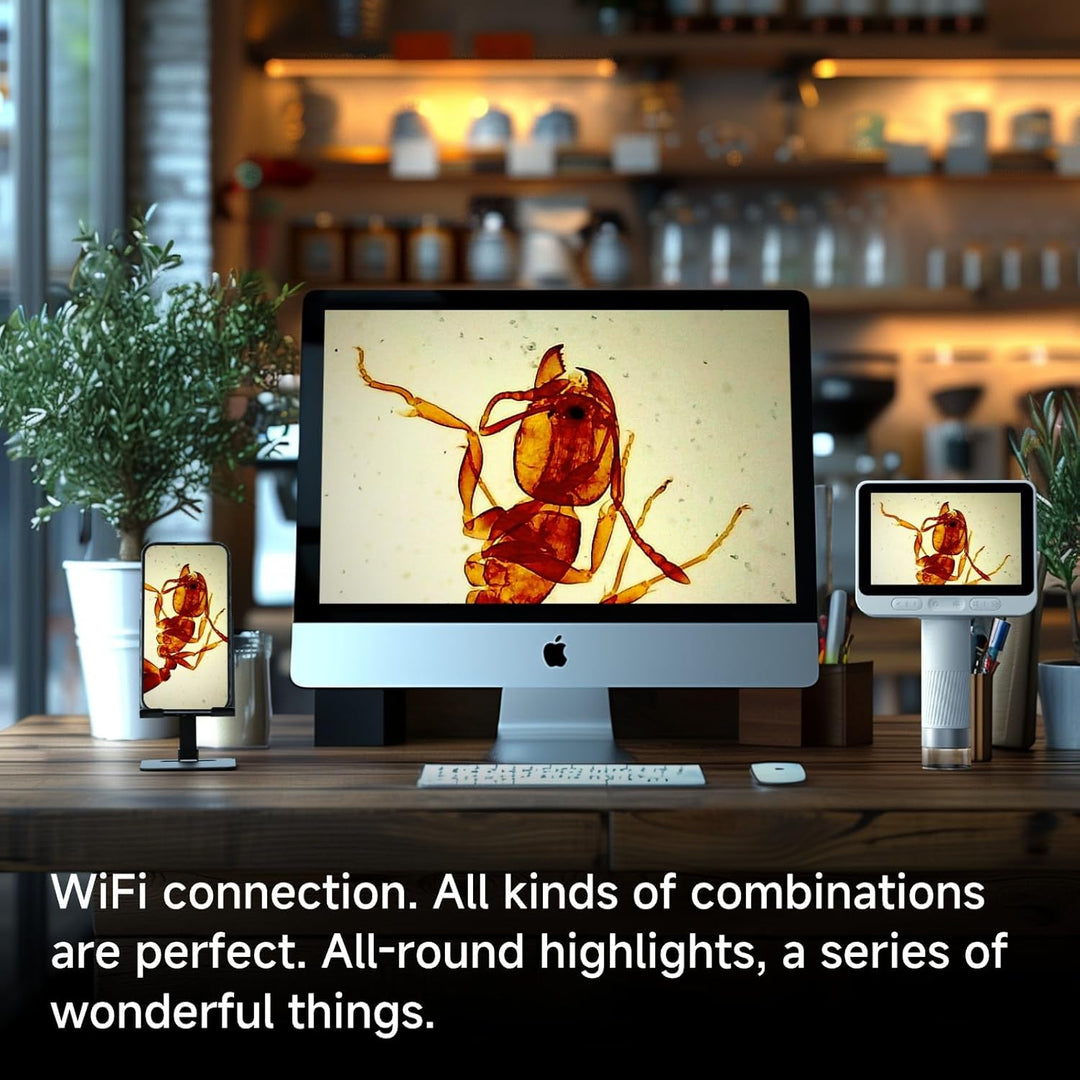 BEAVERLAB 4,0" IPS Mikroskop, digitales Mikroskop 100X-1600X, WiFi USB Mikroskop für Anfänger, 1080P