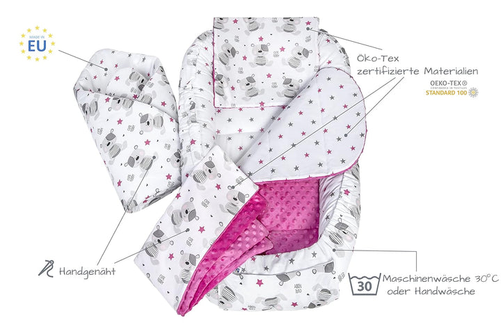 Medi Partners 5 teilig Babynestchen Set Babynest 100x60x15 herausnehmbarer Einsatz Bett Kuschelnest