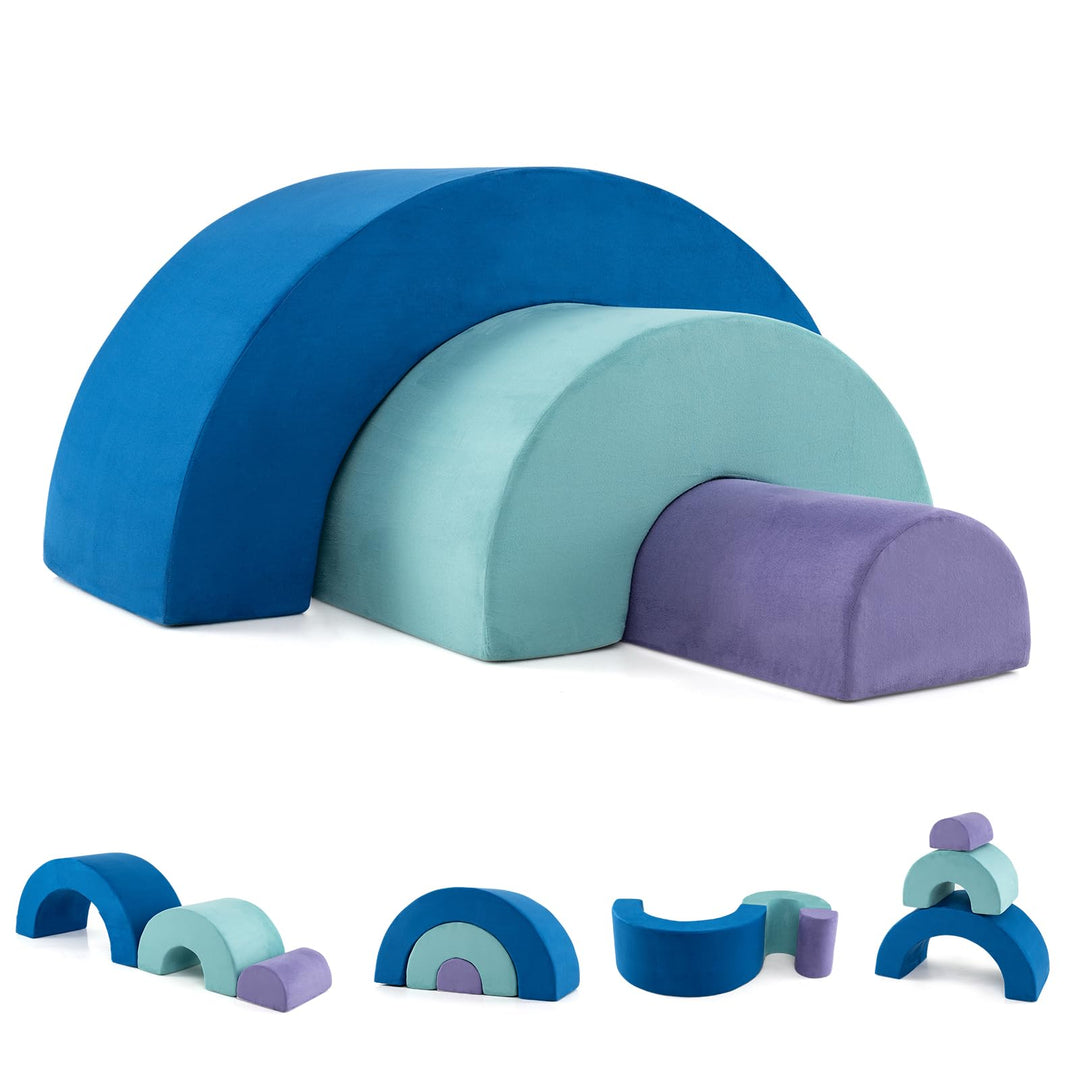 COSTWAY 3-TLG. Softbausteine, Schaumstoffbausteine zum Klettern und Krabbeln für Babys, Kletterbogen
