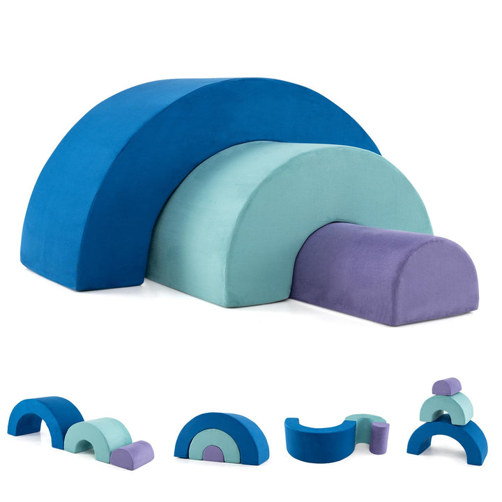 COSTWAY 3-TLG. Softbausteine, Schaumstoffbausteine zum Klettern und Krabbeln für Babys, Kletterbogen