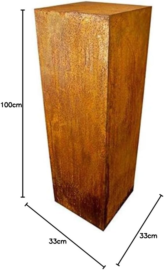 Manufaktur Lichtbogen Rost Säule 100 x 33 x 33 cm quadratisch Edelrost Gartendeko, 100 x 33 x 33 cm