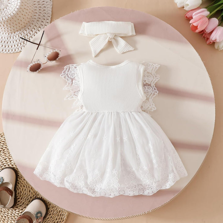 Babykleidung für Neugeborene Mädchen Gerüschtes Kleid mit Blumendruck Sommer Outfits Süsses Schleife