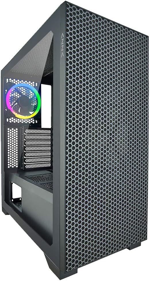 AZZA Hive - ATX Mid Tower Gaming Gehäuse, Design für optimalen Airflow, mit ARGB Lüfter, Schwarz