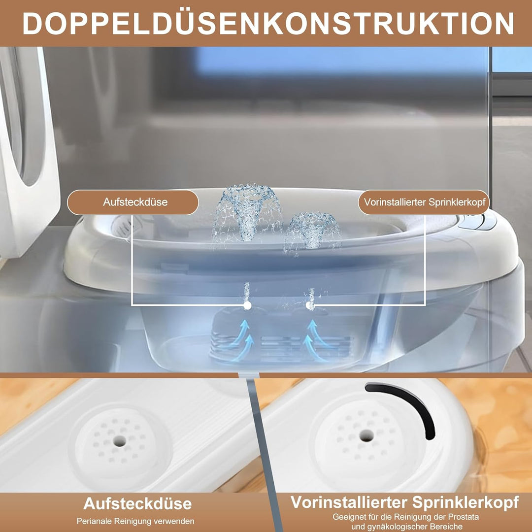 Sitzbad für Die Toilette, Geeignet für 99% Der Toiletten, Tragbares Bidet Mit Zwei DüSen FüR Die Gyn