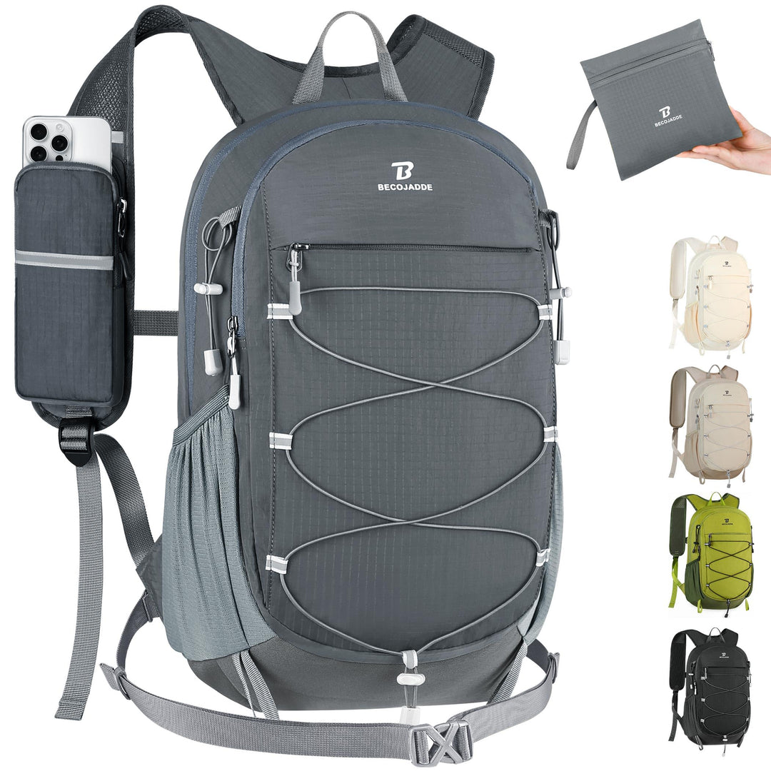BECOJADDE 20L Kleiner Wanderrucksack Tagesrucksack Herren Damen Leichter Faltbarer Rucksack mit Brus