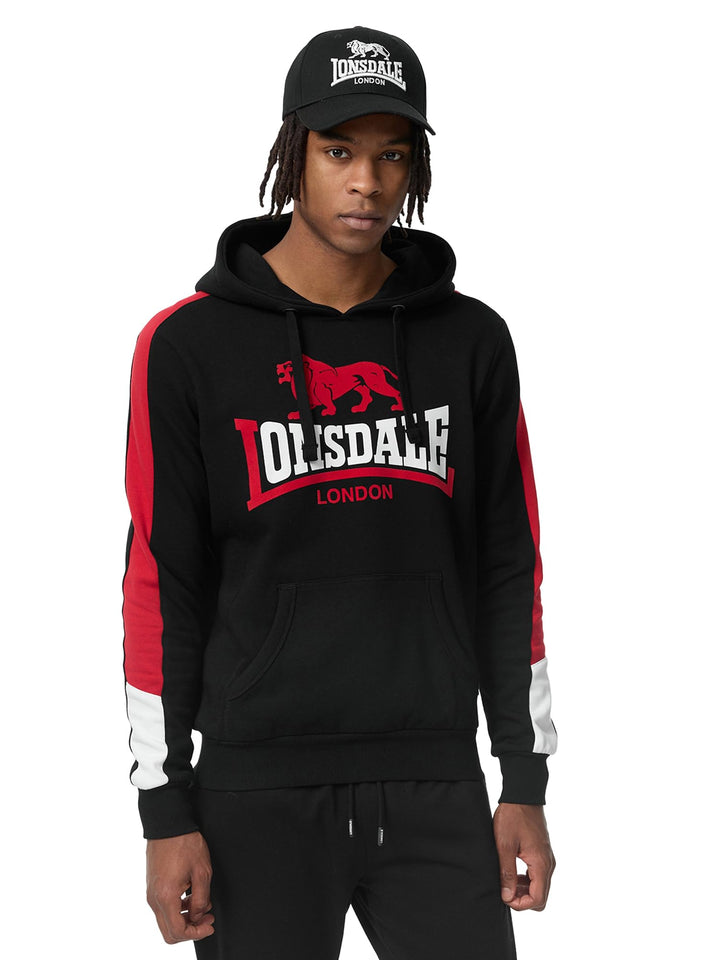 Lonsdale Herren Langwell Kapuzenpullover XXL Black/White/Red, XXL Black/White/Red