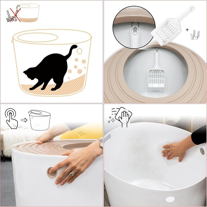 Iris Ohyama, Katzentoilette hop in / Katzenklo oben einstieg mit gerilltem Deckel, keine Verbreitung