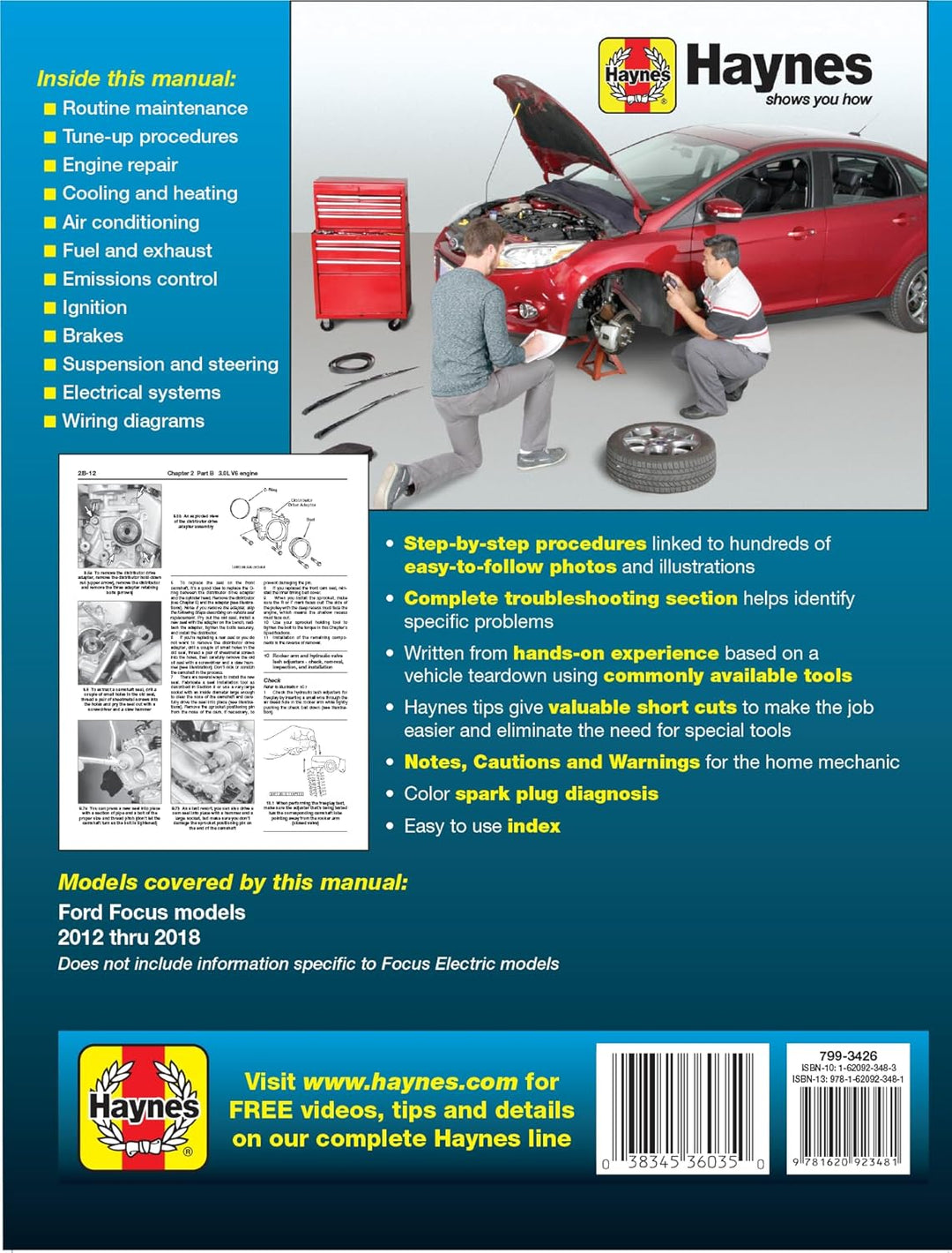 Ford Focus Haynes Repair Manual: 2012 Thru 2018 - Based on a Complete Teardown and Rebuild: 2012 to