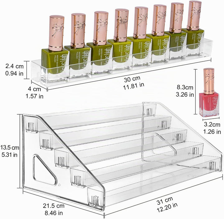 JessLab Nagellack Organizer, 5-Stufige Klarer Acryl Nagellack Halter Åtherische Öle Kosmetik Vitrine
