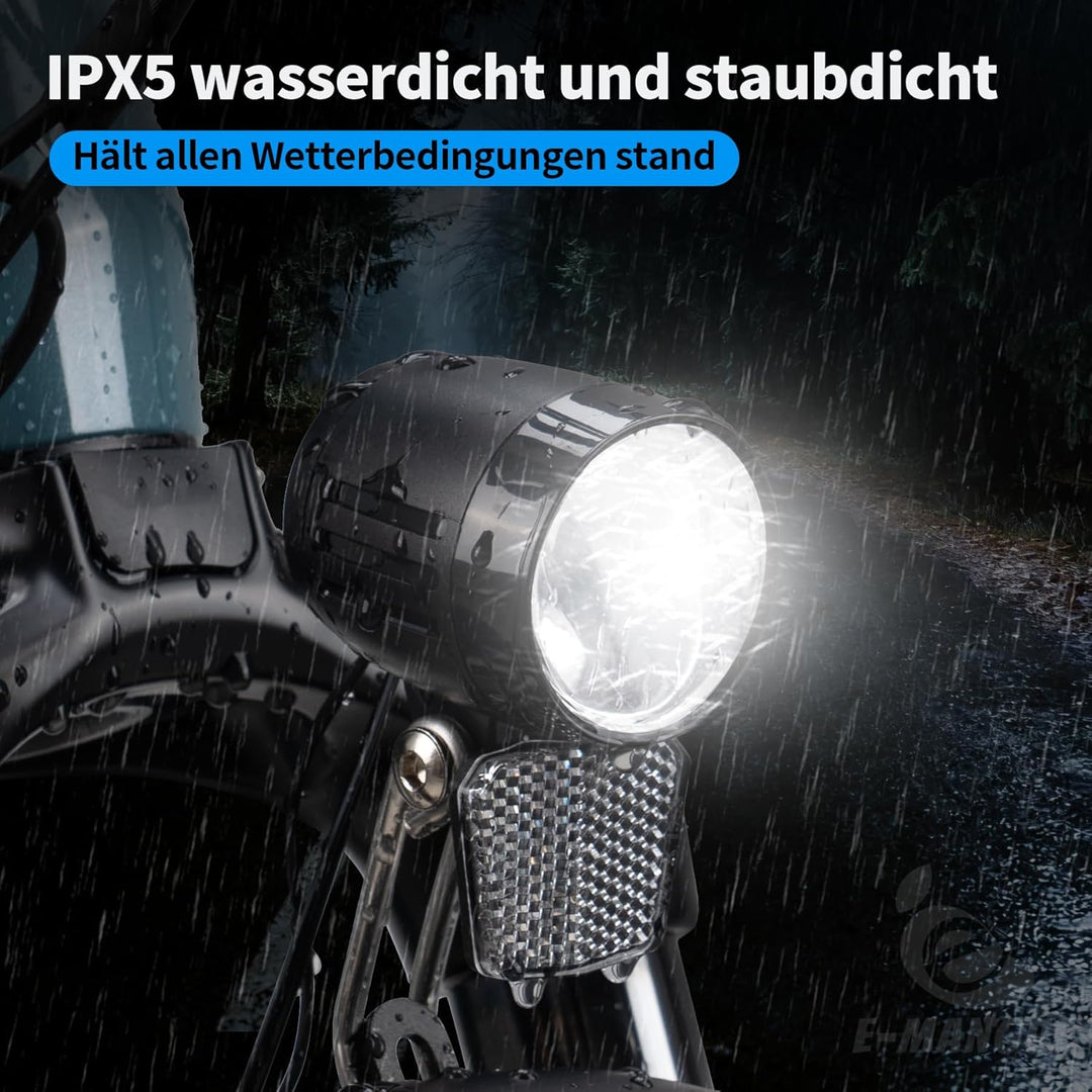 E-Bike LED Fahrradlicht Dynamo Vorne mit Lichtautomatik Standlicht, 60 LUX StVZO Zugelassen Dynamo F