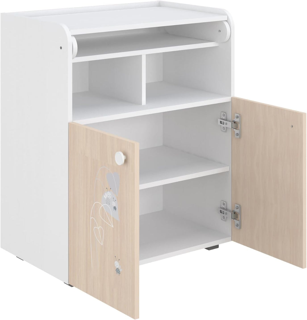 Shefa Kids 700 Baby Wickelkommode mit Schubladen Amis Weiss/Pastell - Kinderzimmermöbel mit Stauraum
