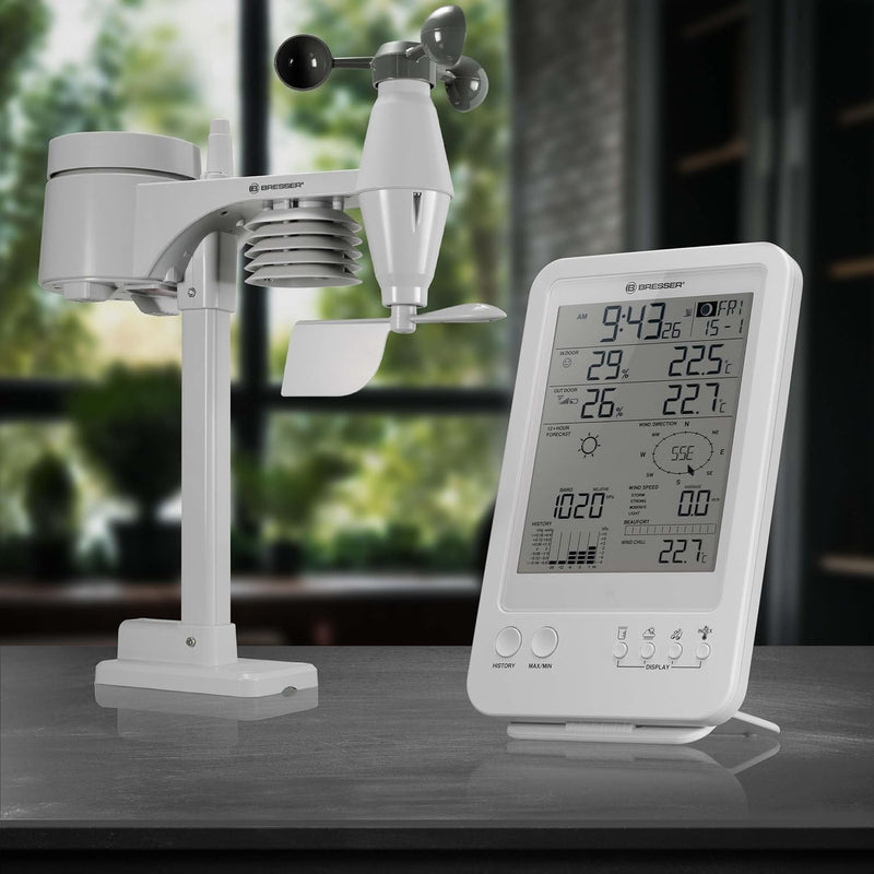 Bresser Wetterstation Funk mit Aussensensor Wetter Center 5-in-1,