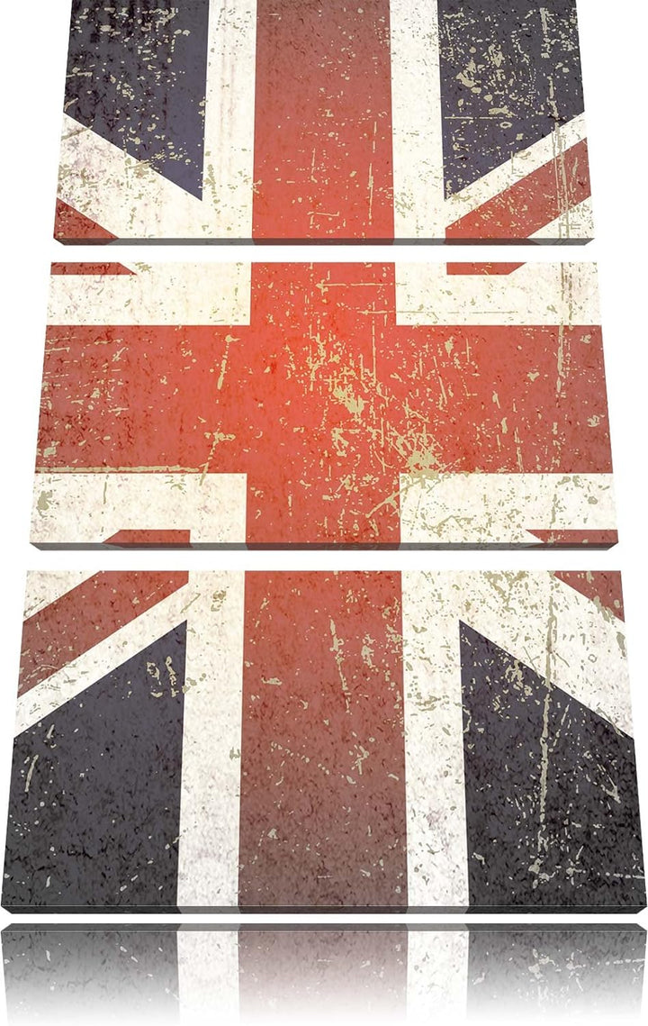 Pixxprint British Union Jack schwarz/weiss als Leinwandbild/Grösse: 3 Teilig (120x80 cm) cm/Wandbild