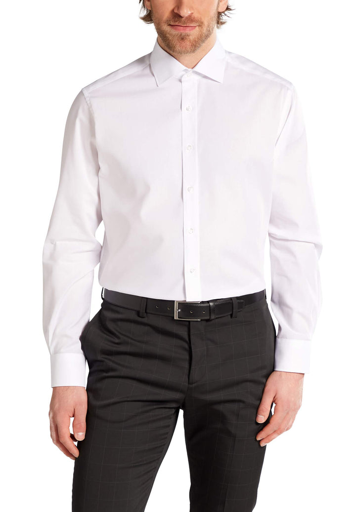 ETERNA Herren unifarbenes Popeline-Hemd MODERN FIT 39 Weiss, 39 Weiss