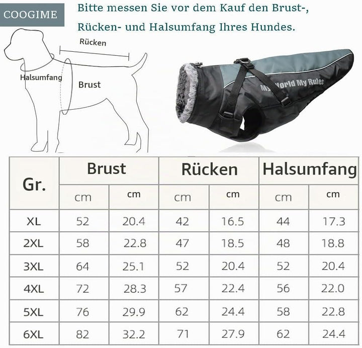 Hundejacke für mittelgröss und grosse Hunde, wasserdichte Hundemantel, Reflektierende Hunde Winterja