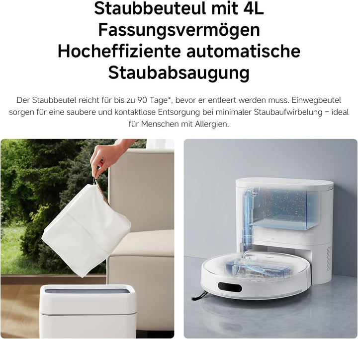 XIAOMI Saugroboter Mit Wischfunktion H40,10000Pa Saugkraftsaugroboter,Mit LDS-Laser-Navigation Staub