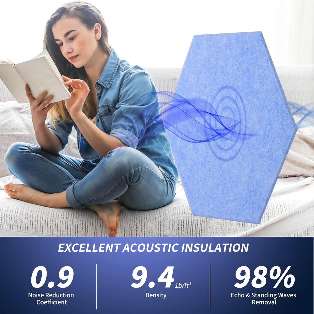 Rdutuok 12 Stück Akustik Panel,30x26x1cm Hexagon Akustik Absorber Schallschutzplatten Akustikpaneele