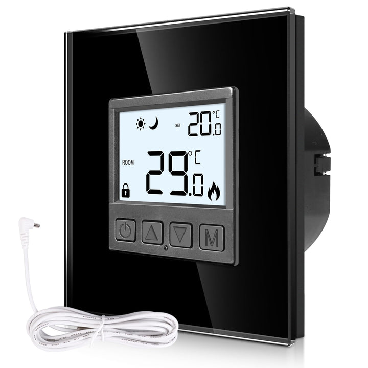 CNBINGO Digitaler Raumthermostat Unterputz mit Fühler, Thermostat für Wasser Fussbodenheizungen und