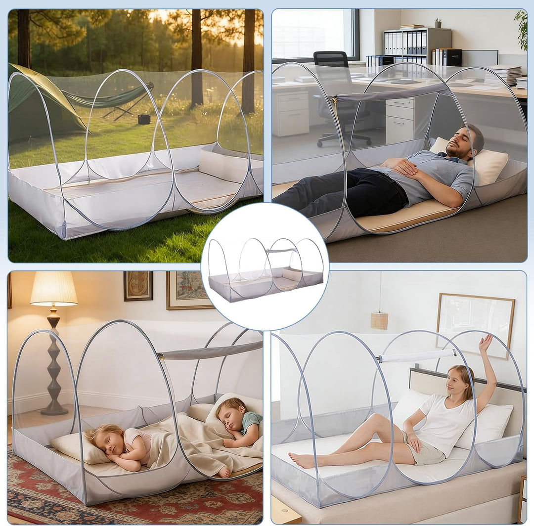 Faltbares Moskitonetz für Einzelbett, Ultraleichtes Tragbares Pop-up Moskitonetz Bett mit Reissversc