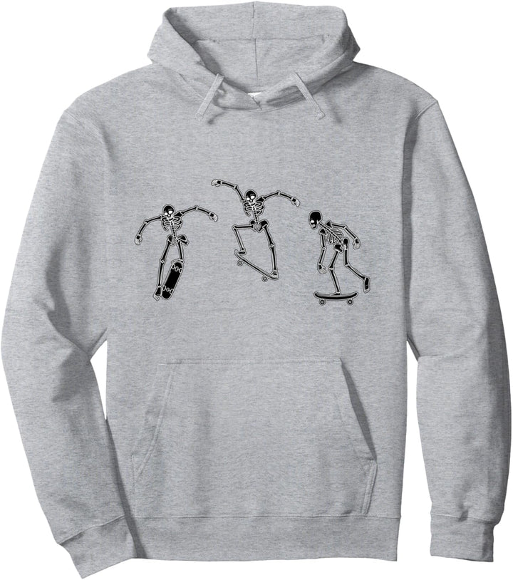 Skateboard Skeleton Dark Goth Alt Aesthetic Skater Skull Pullover Hoodie