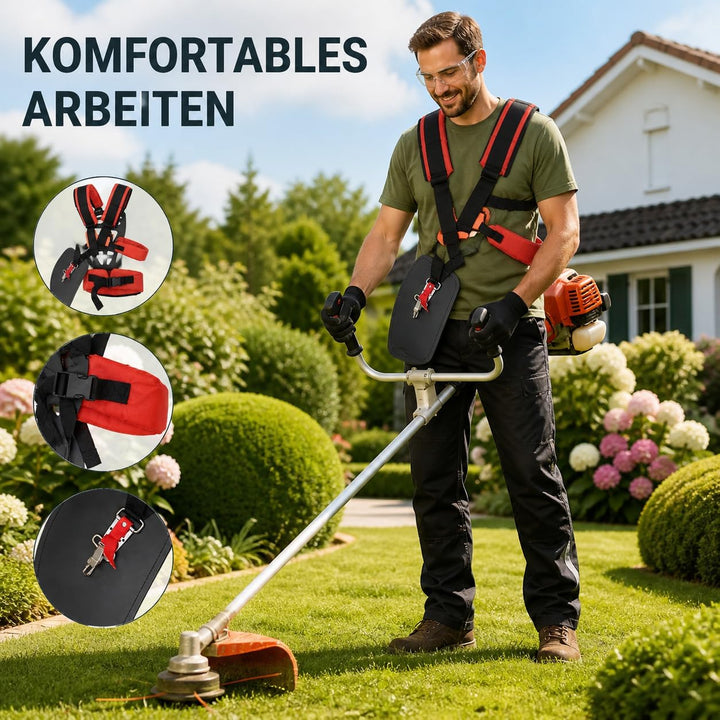 Cabilock Doppel Schultergurt Tragegurt für Motorsense Rasentrimmer Freischneider Rasenmäher Gartenar