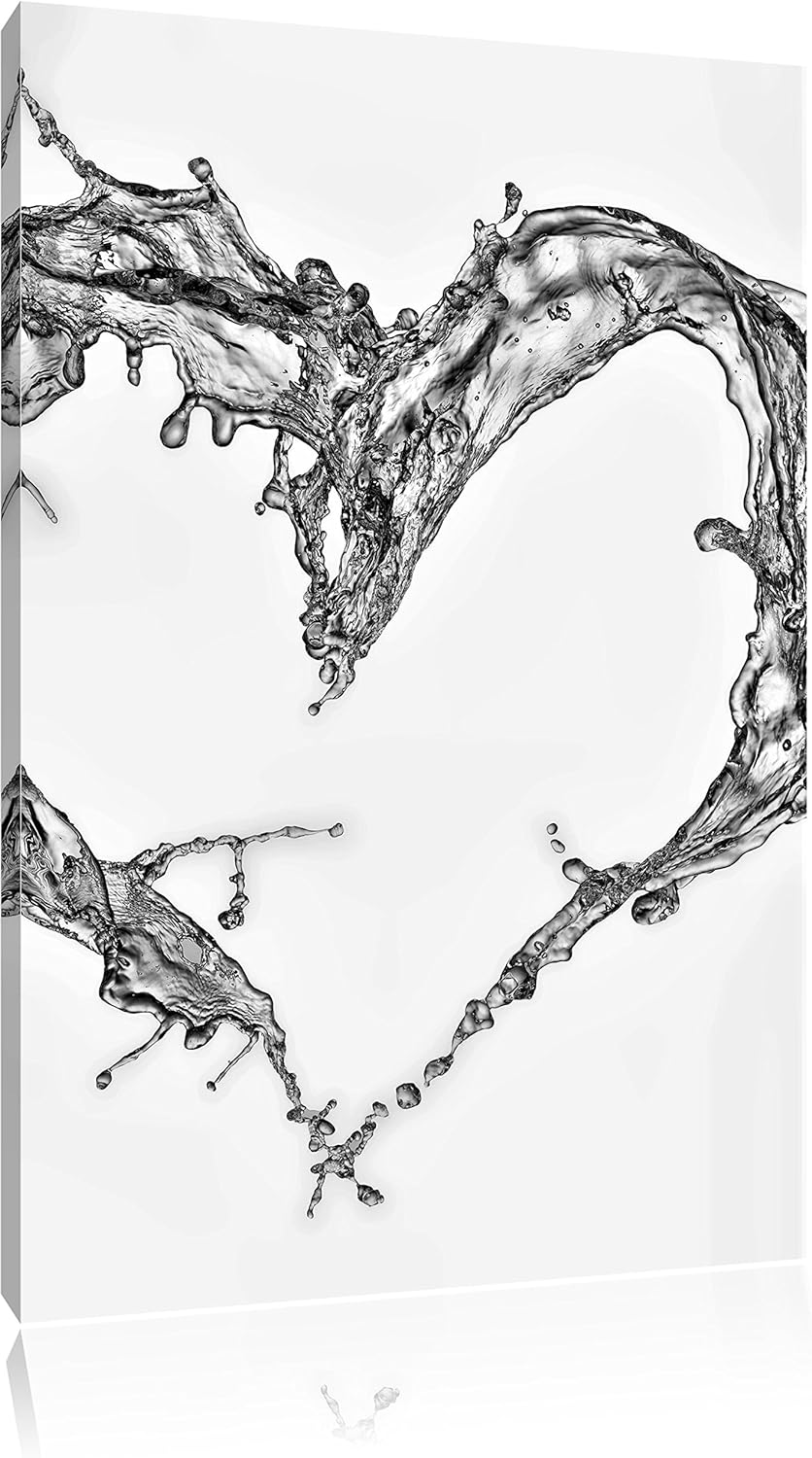 Pixxprint Herz aus Wasser / 100x70cm Leinwandbild bespannt auf Holzrahmen/Wandbild Kunstdruck Dekora
