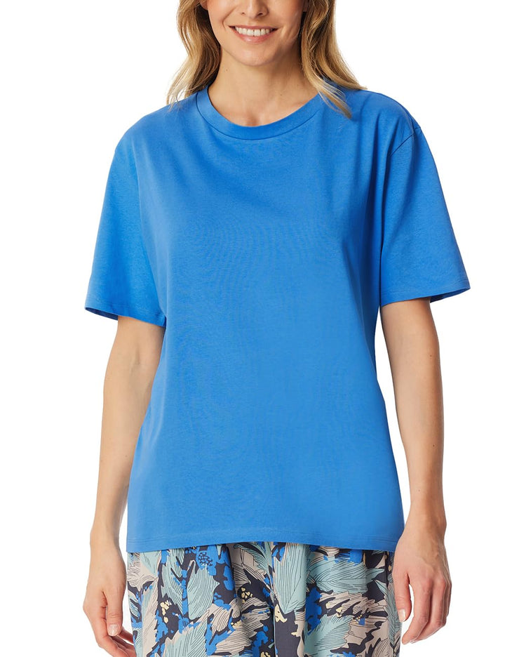 Schiesser Damen Schlafshirt kurzarm Baumwolle - Mix + Relax 34 Aquarium_179267, 34 Aquarium_179267