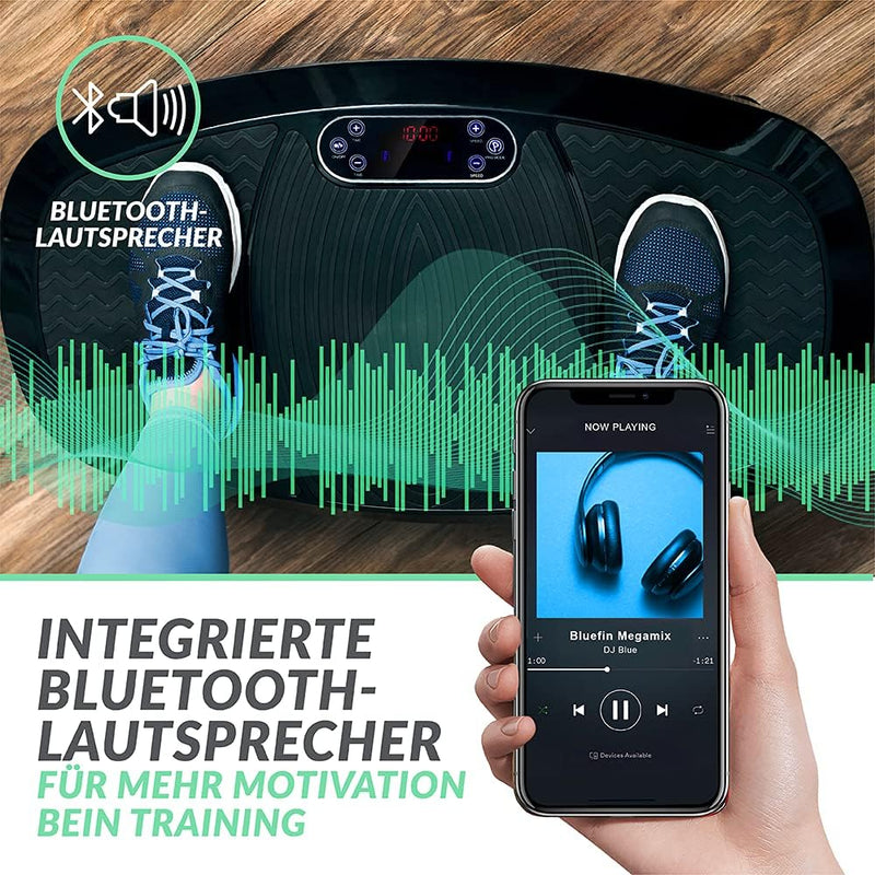 Bluefin Fitness Dual-Motor 3D Vibrationsplatte | Extra Grosse Anti-Rutsch-Oberfläche | Bluetooth Lau